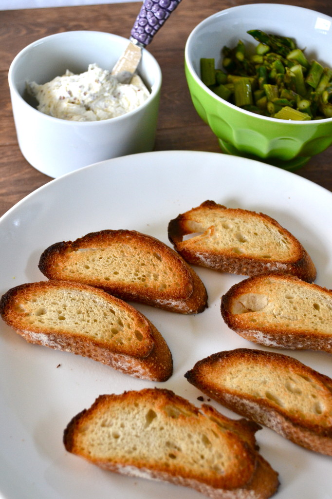 Asparagus Bruschetta Crostinis with Mustard Lemon Goat Cheese Little