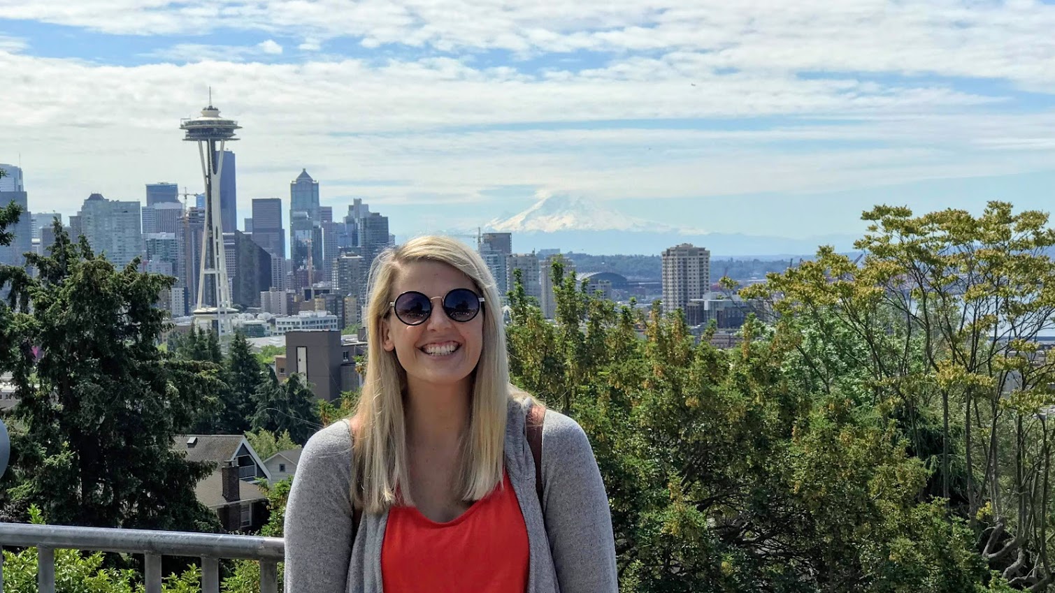 Backpack Goes West Seattle, Washington Little Blue Backpack