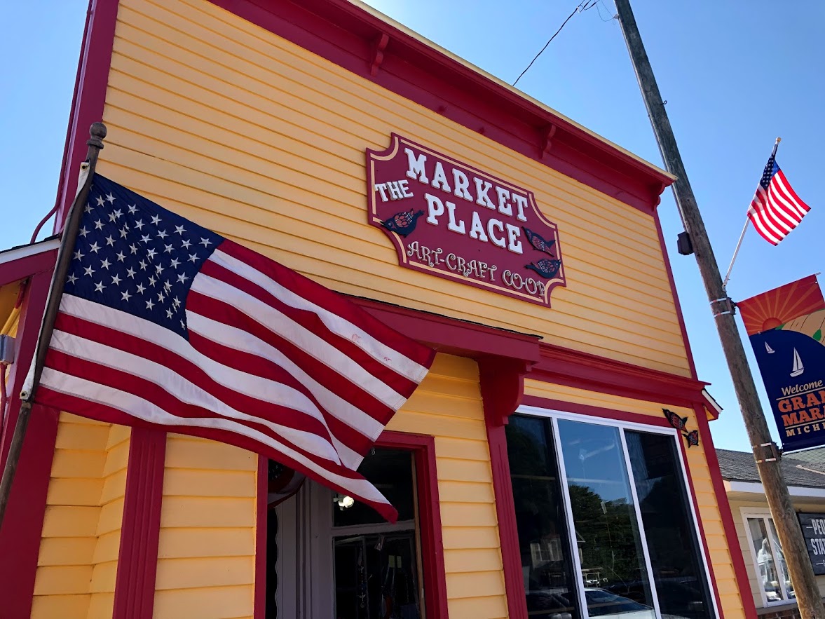 One Day in Grand Marais, Michigan Little Blue Backpack