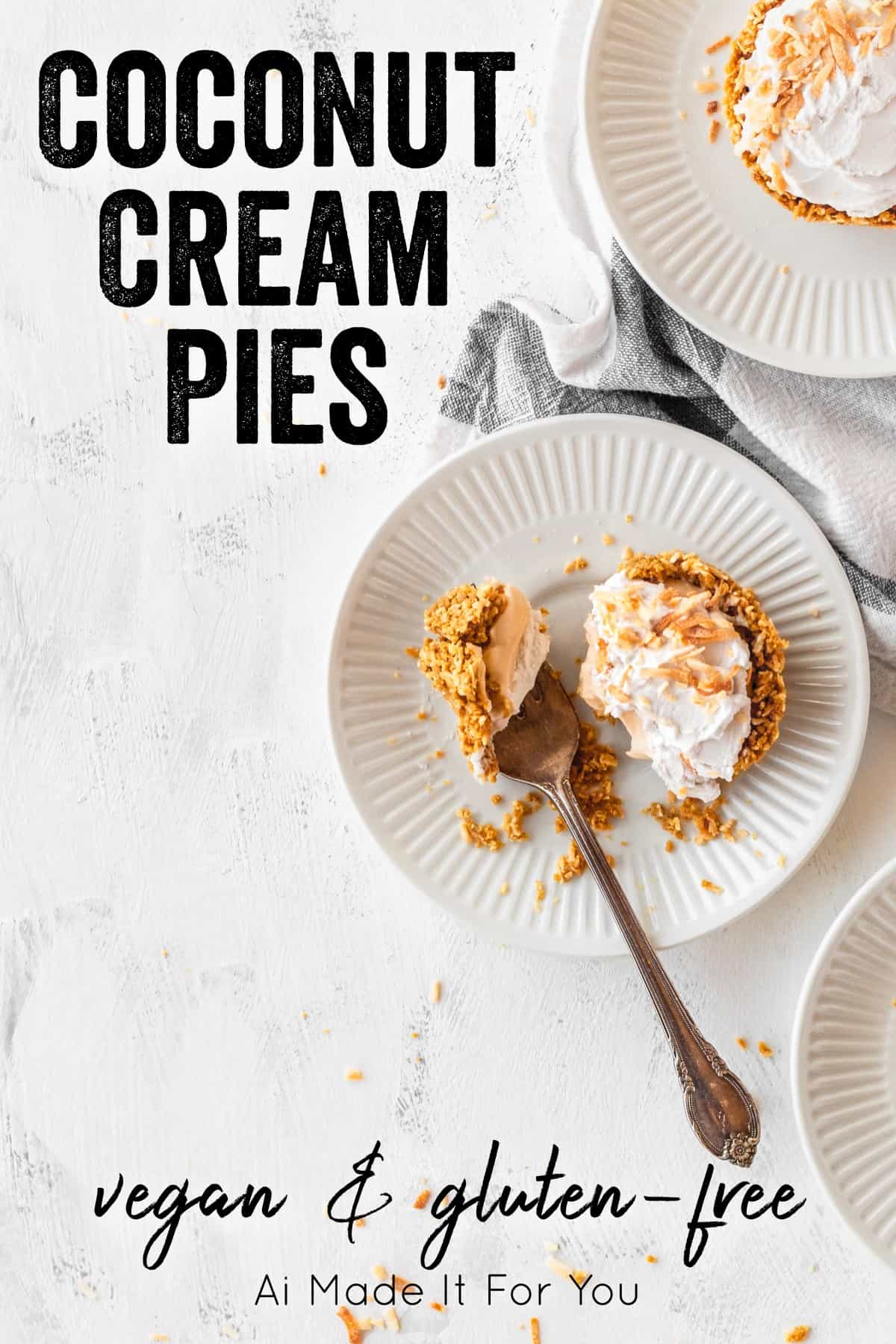 Vegan and gluten-free coconut cream pies