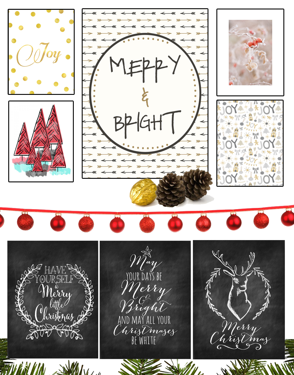 35+ Free Christmas Printables to Frame • Little Gold Pixel
