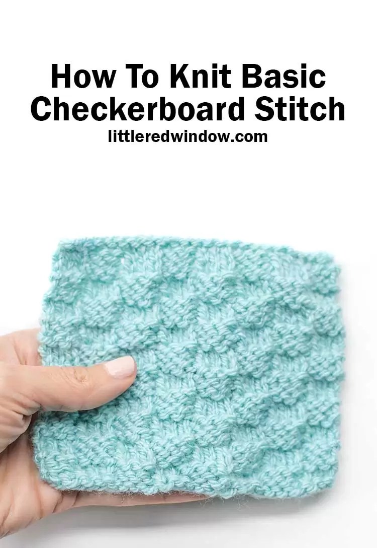 Basic Checkerboard Stitch Knitting Pattern Easy How To for Beginners Little Red Window