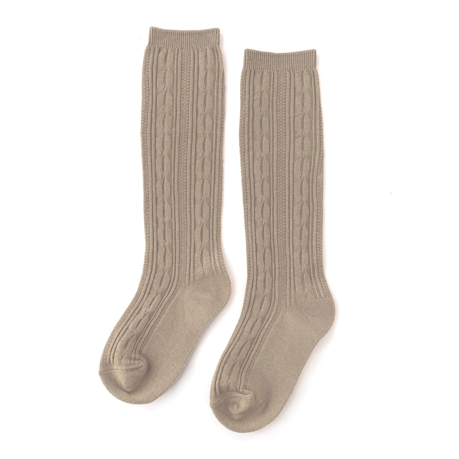 Oat Cable Knit Knee High Socks for baby, toddler and girls. Little