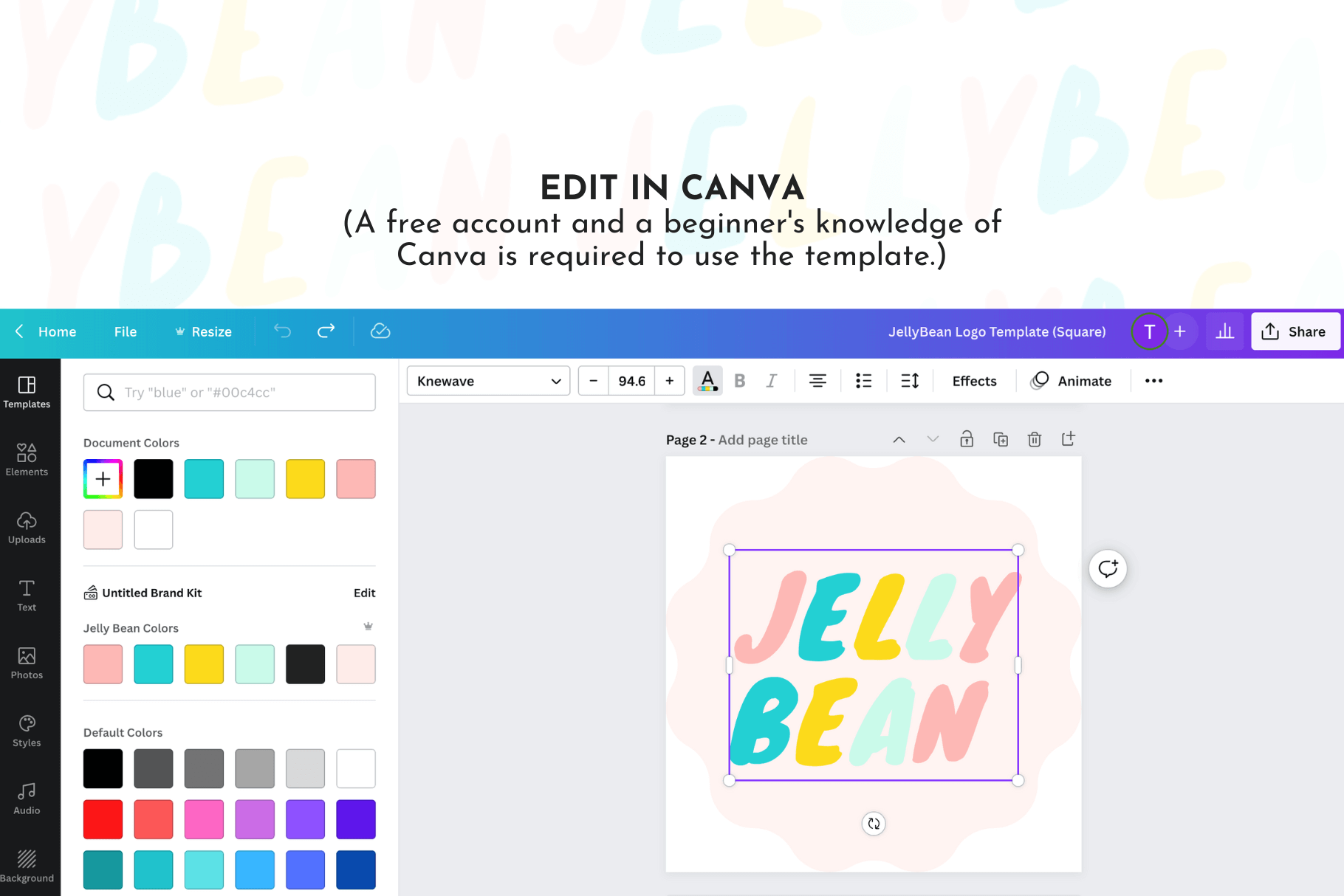 Jelly Bean Logo Template Little Theme Shop