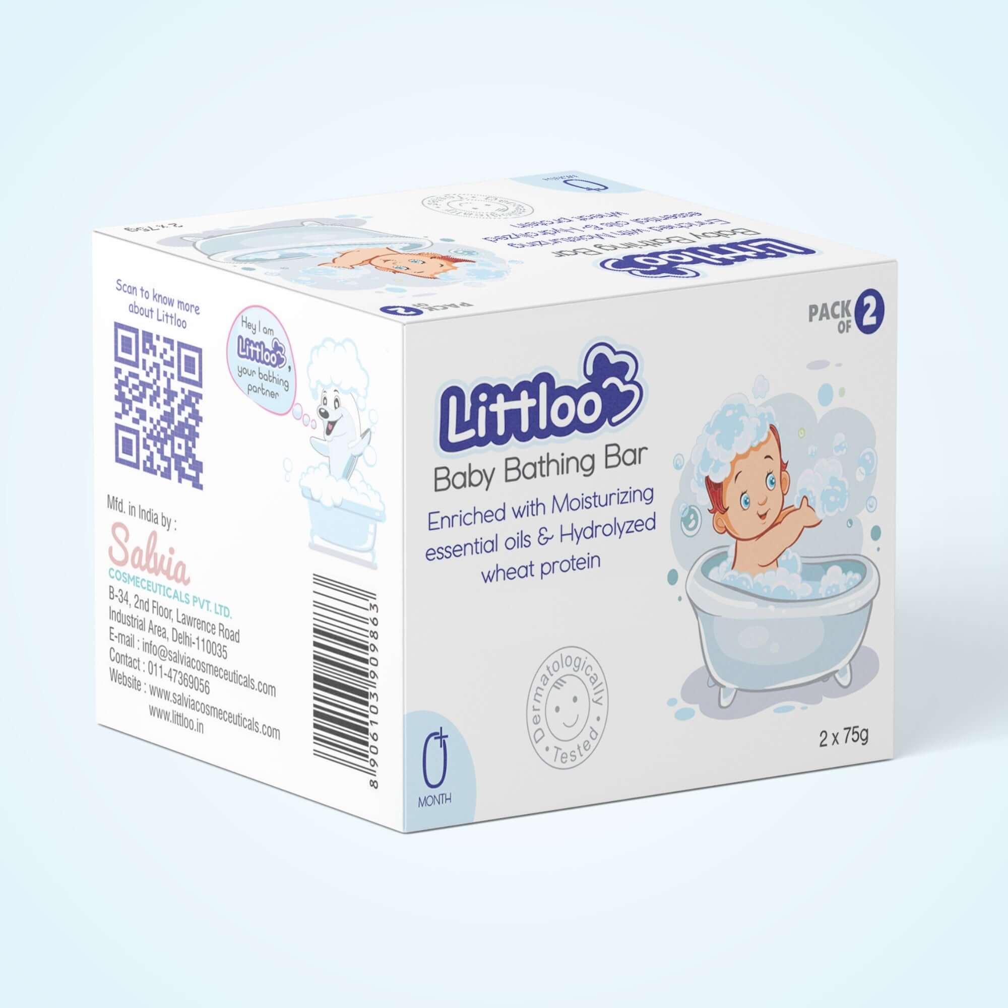 Littloo Natural Baby Bathing Bar Pack of 2 Baby Skin Care Products