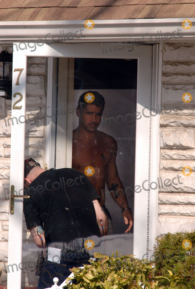 Photos and Pictures - Actor Colin Farrell appears topless at the door