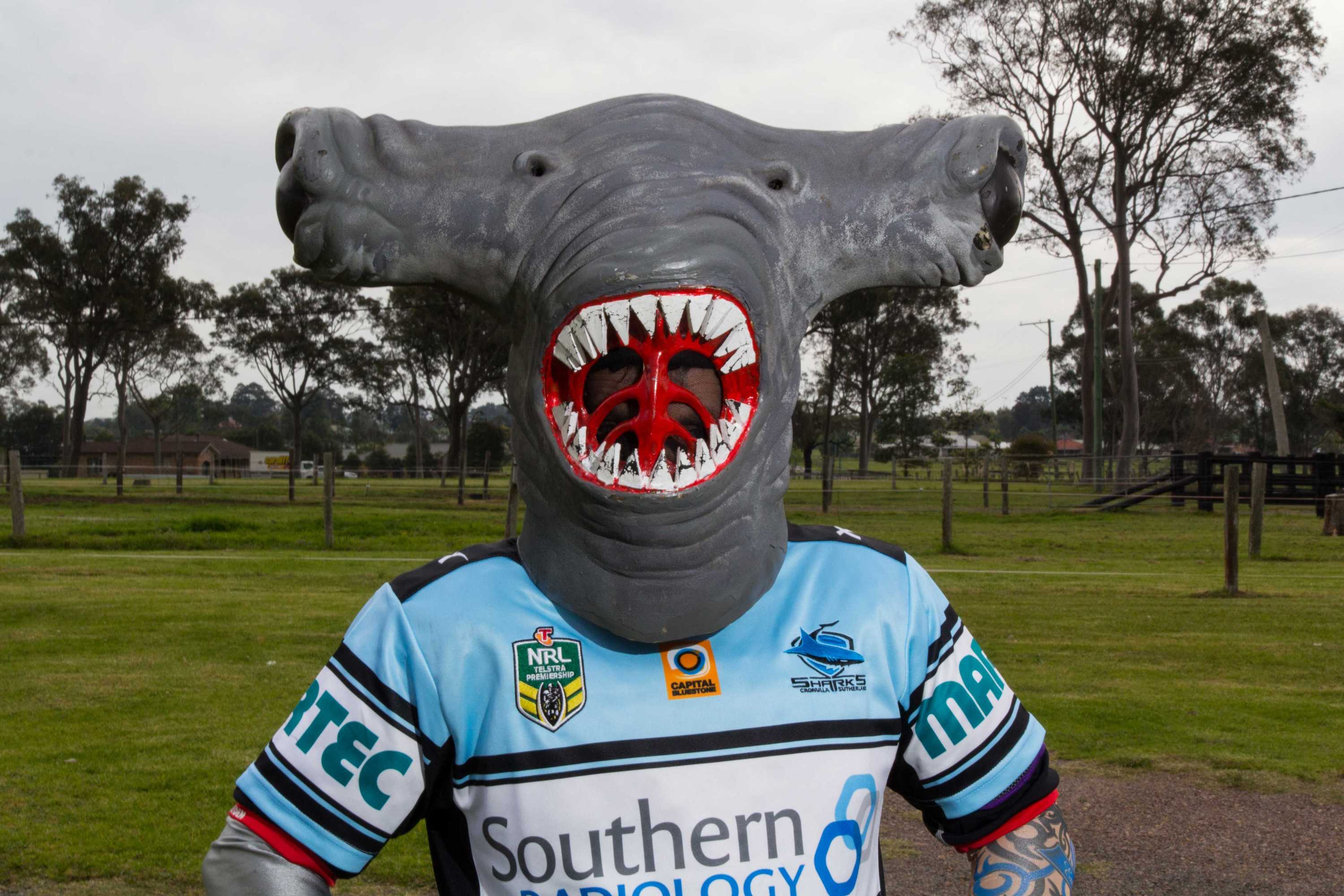 At home with Cronulla Sharks mascot MC Hammerhead ahead of the NRL
