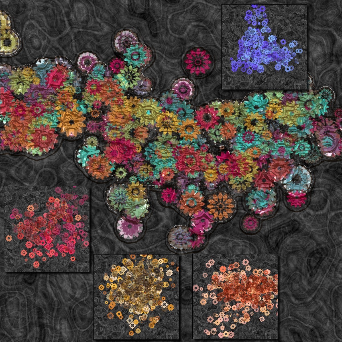 Colorful flowers with effects