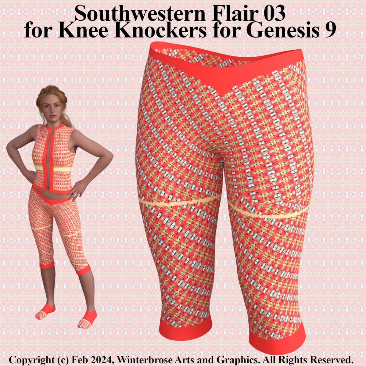 Southwestern Flair 03 Texture for Knee Knockers Genesis 9 in Daz Studio