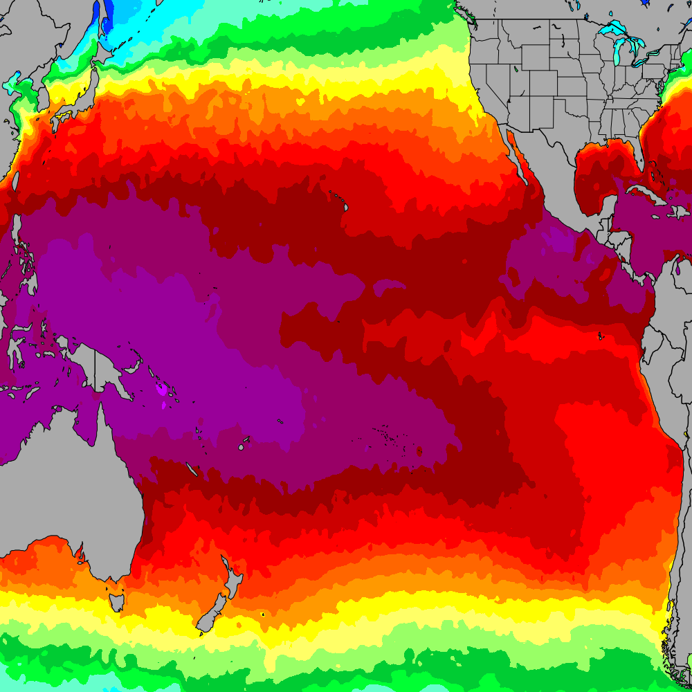Pacific Ocean Water Temperature Map