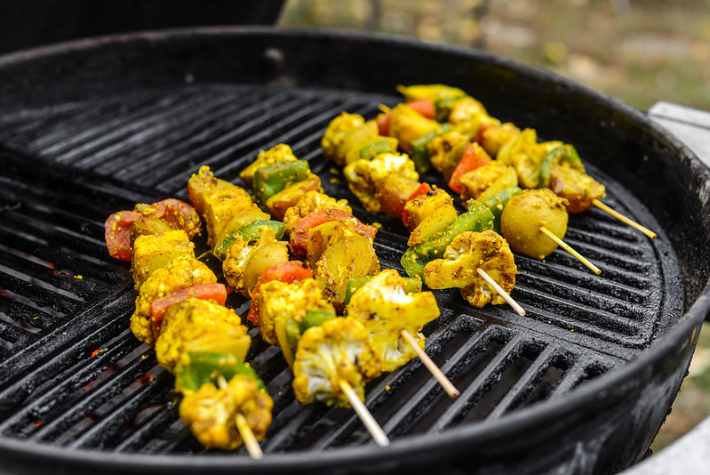 Grilled Indian Spiced Vegetable and Paneer Cheese Kebabs Recipe The