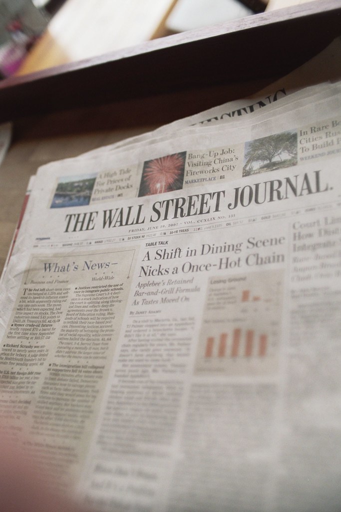 wall street journal, vertical, front page Sarah Gilbert Flickr