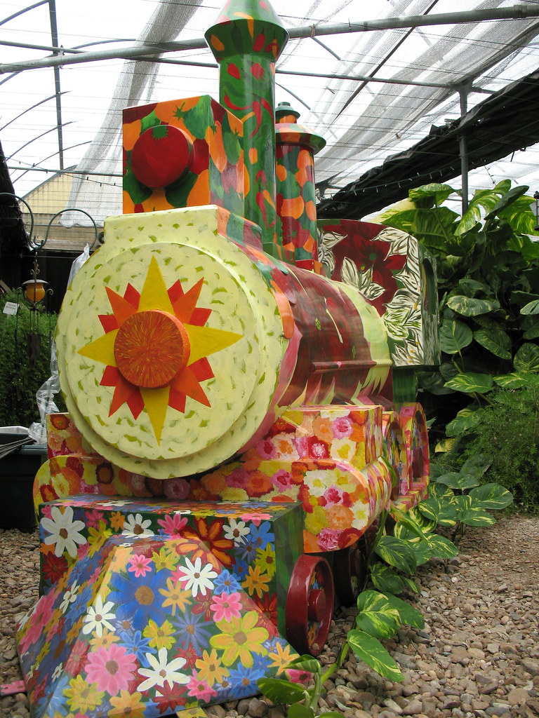 Painted train Ellison’s Greenhouses Suzanne Flickr