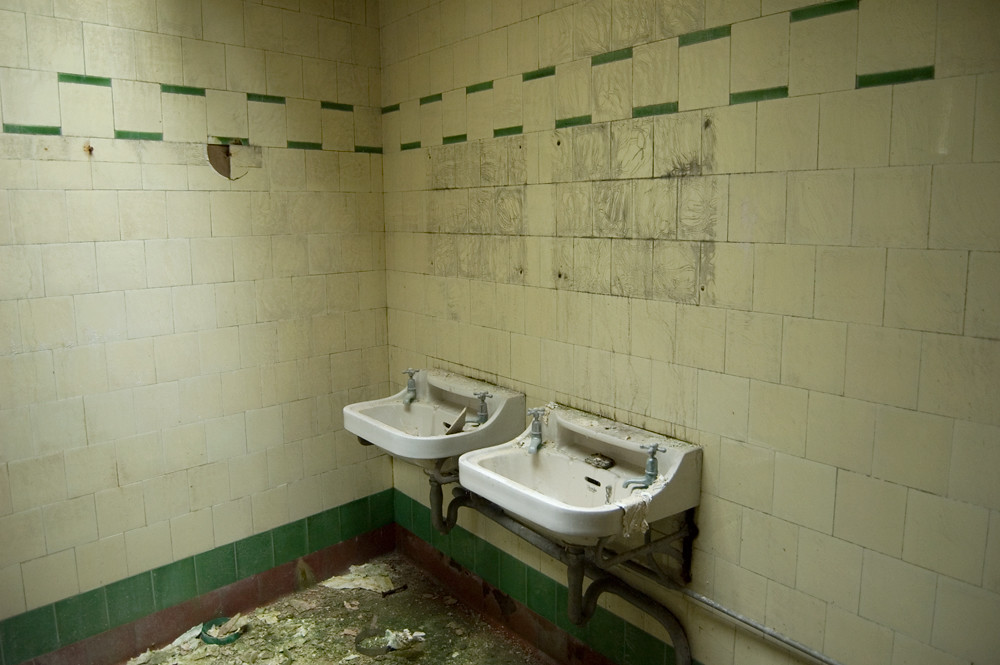 abandoned paper mill Canteen / kitchen bathroom Jane McDevitt Flickr