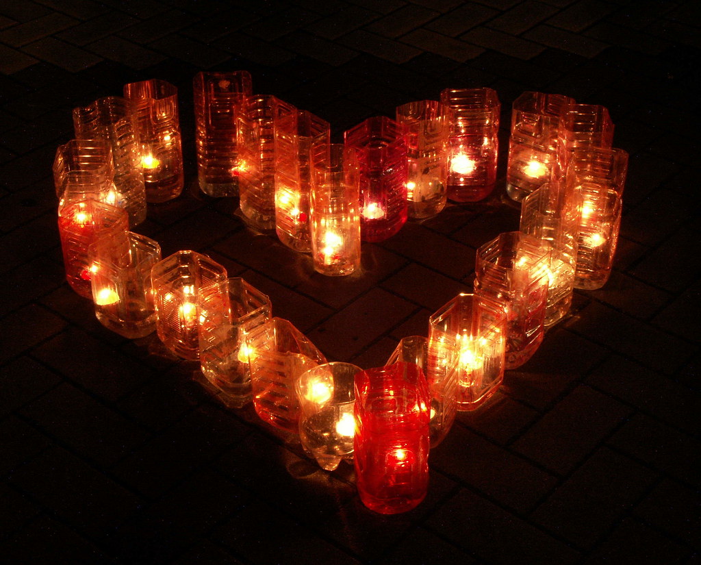 candle heart to heart candle lights set up by a group of y… Flickr