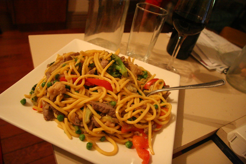 Hokkien Noodle Stir Fry Veal strips marinated in soy sauce… Flickr