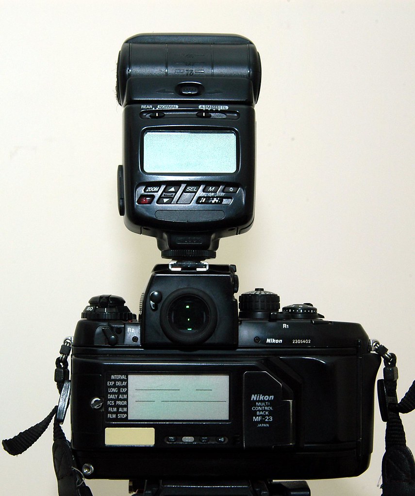 Nikon SB25 on F4 Nikon SB25 on the F4 (with "small" batt… Flickr
