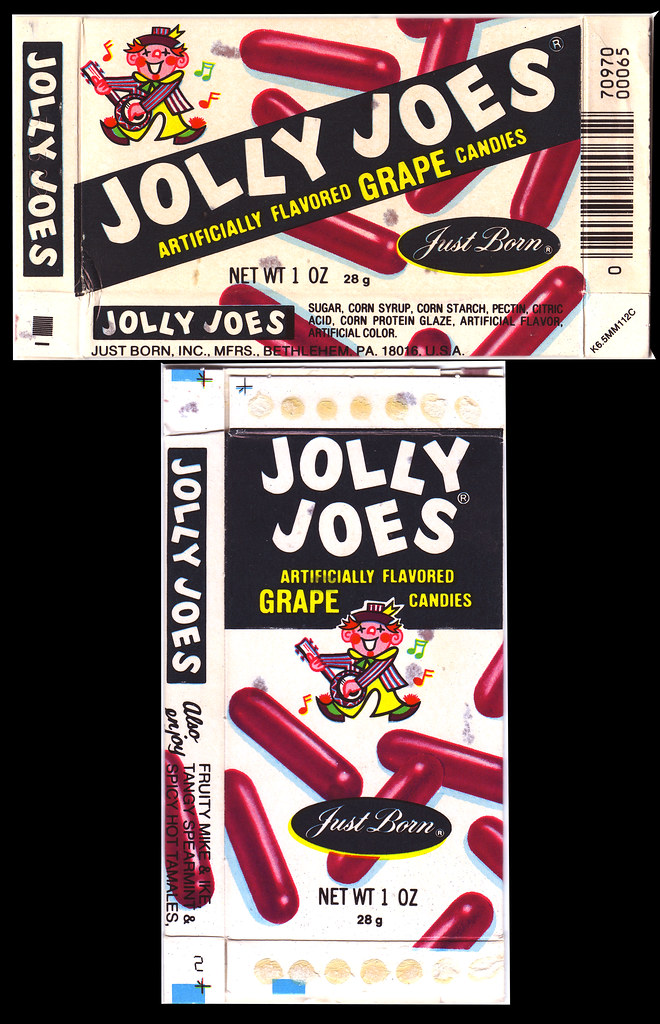 Jolly Joes candy box Just Born Front and Back early … Flickr