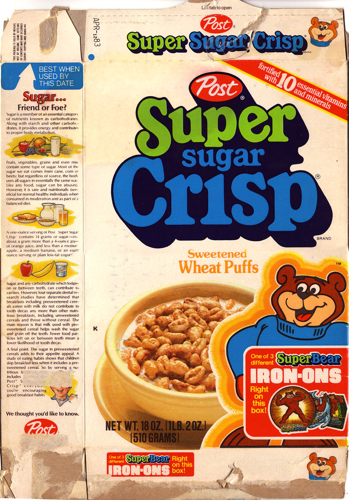 Super Sugar Crisp cereal box Super Bear Iron On Front … Flickr