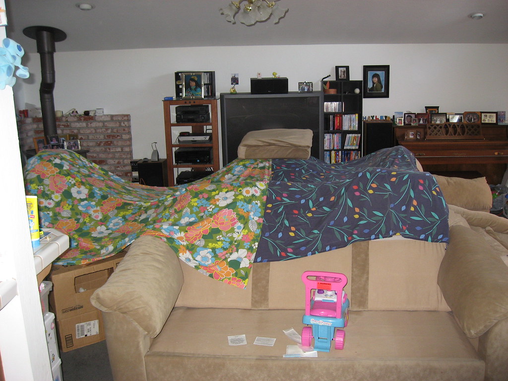 Largest Couch Fort Ever It even has a parking garage. Flickr