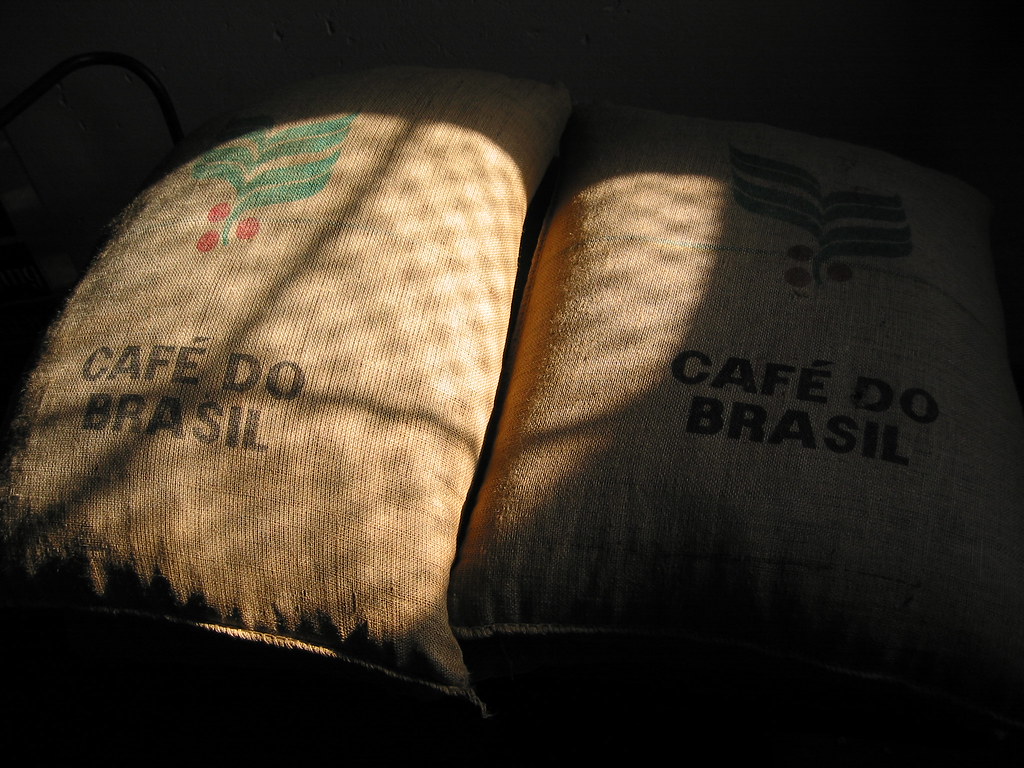 Coffee bags Some coffee bags in a museum in Hamburg, Germa