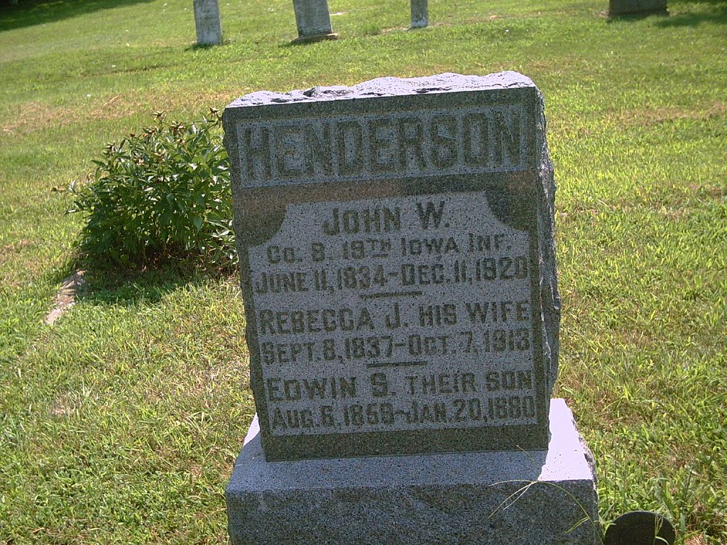 John W. Henderson Co. B, 19th IA. Infantry Buried in Mt. H… Flickr