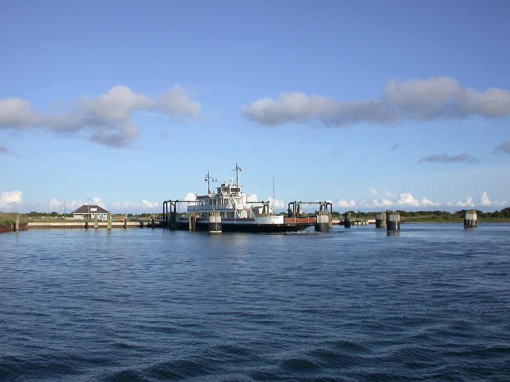 Ocracoke Car Ferry A car ferry at the Ocracoke ferry dock