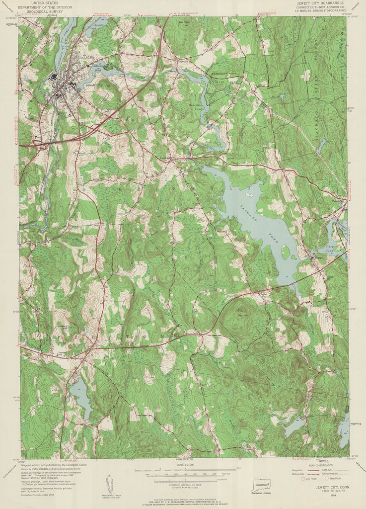 Jewett City Quadrangle 1953 USGS Topographic Map 124,00… Flickr