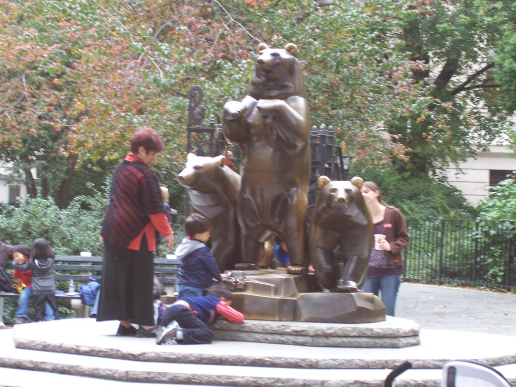 Three Bears Statue next to playground in Central Park Flickr