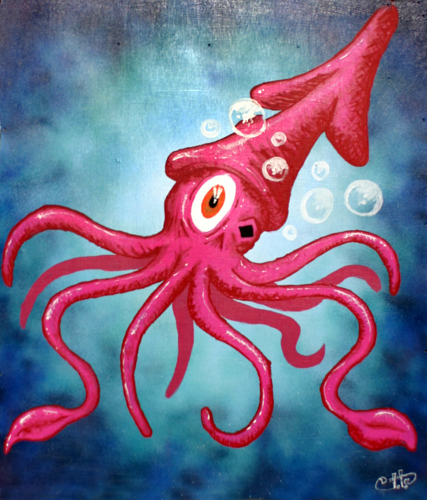 Octopus Spray paint and acrylic on plywood. JT Bryant Flickr