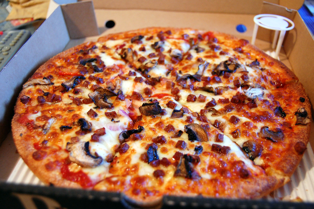 Pizza! Spicy beef, red onion and mushroom. Mmm....sometime… Flickr