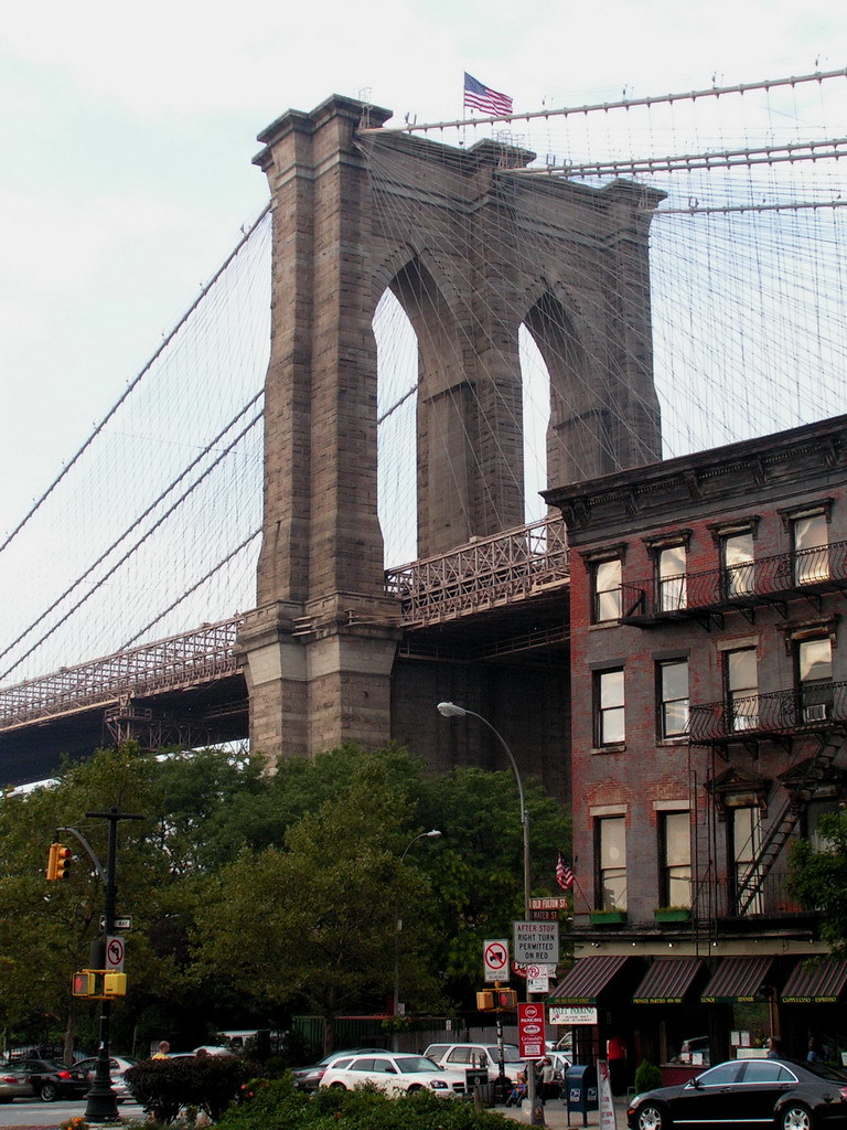 the stereotypical look at life under the Brooklyn Bridge Flickr