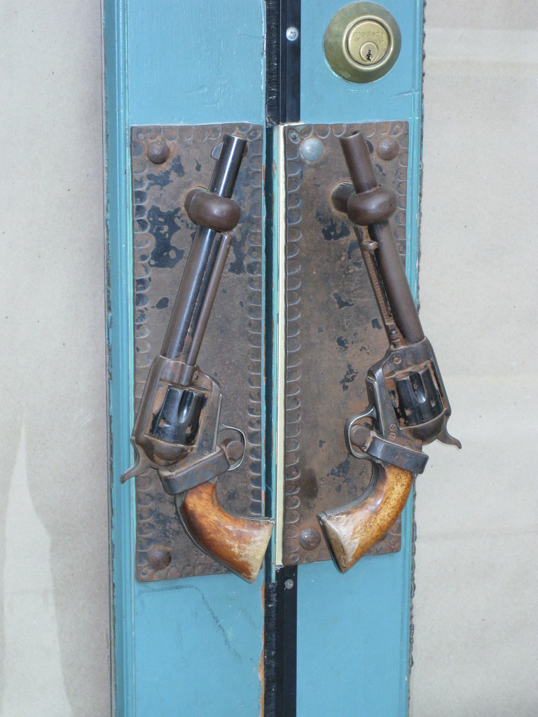 Pistol door handles On the No. 10 Saloon, Deadwood, SD lunanymph