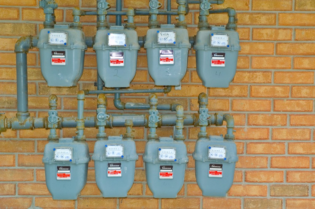 8 Gas meters outside a laundromat. Keswick, Ontario June… Flickr