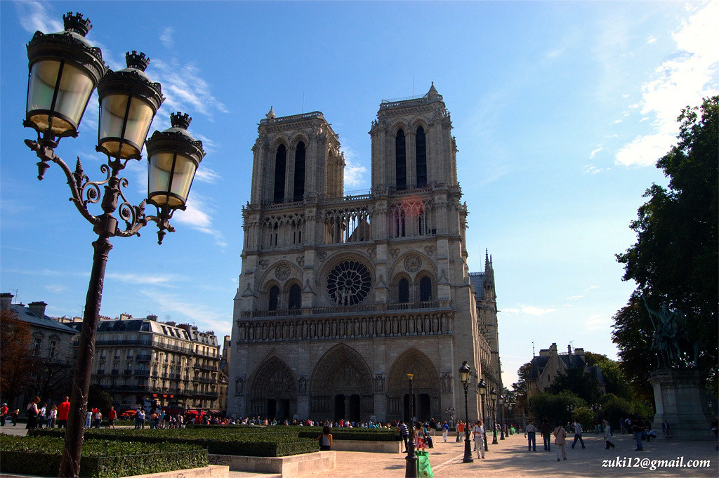 Street light and Notre Dame This taken from the yard of No… Flickr