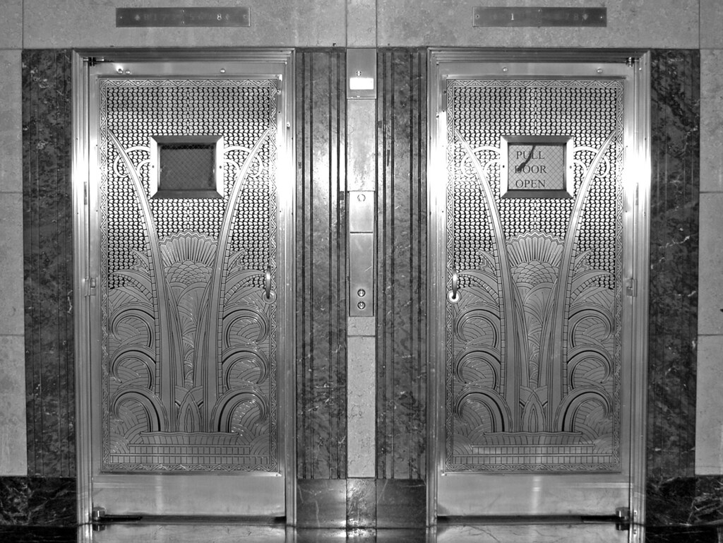 Ambassador Elevators Art deco elevator doors in the Ambass… Flickr