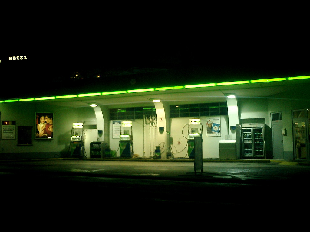 Vienna Gas Station.jpg taken out of the back of a cab Flickr