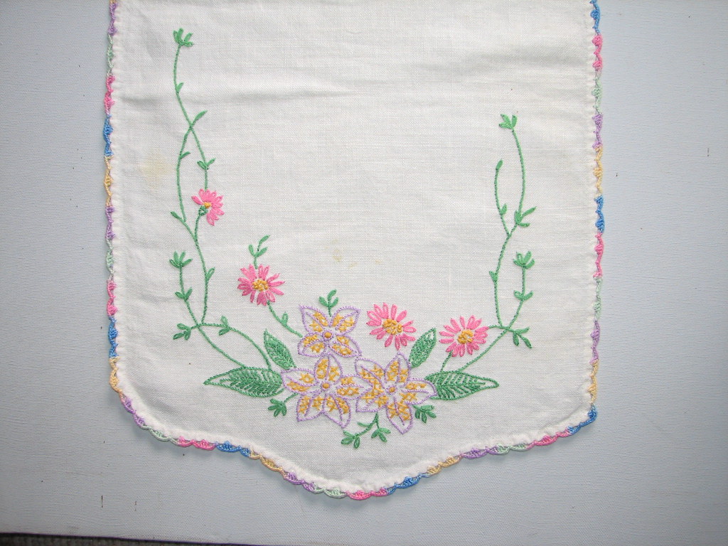 dresser scarf 2 Embroidered on dresser scarf in the 40's o… love to