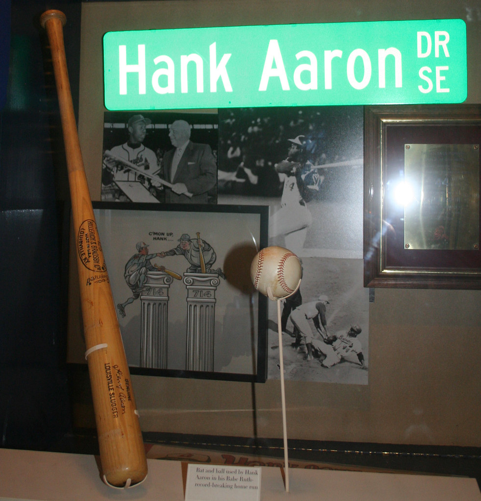 IMG_9610 Baseball bat and ball used by Hank Aaron when he … Flickr