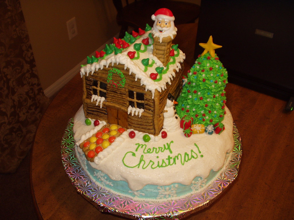 Front of Christmas cake. Everything is made of cake and ic… Flickr