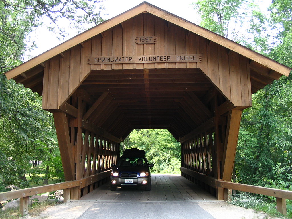 covered bridge, Saxeville, Wisconsin daverockwood Flickr