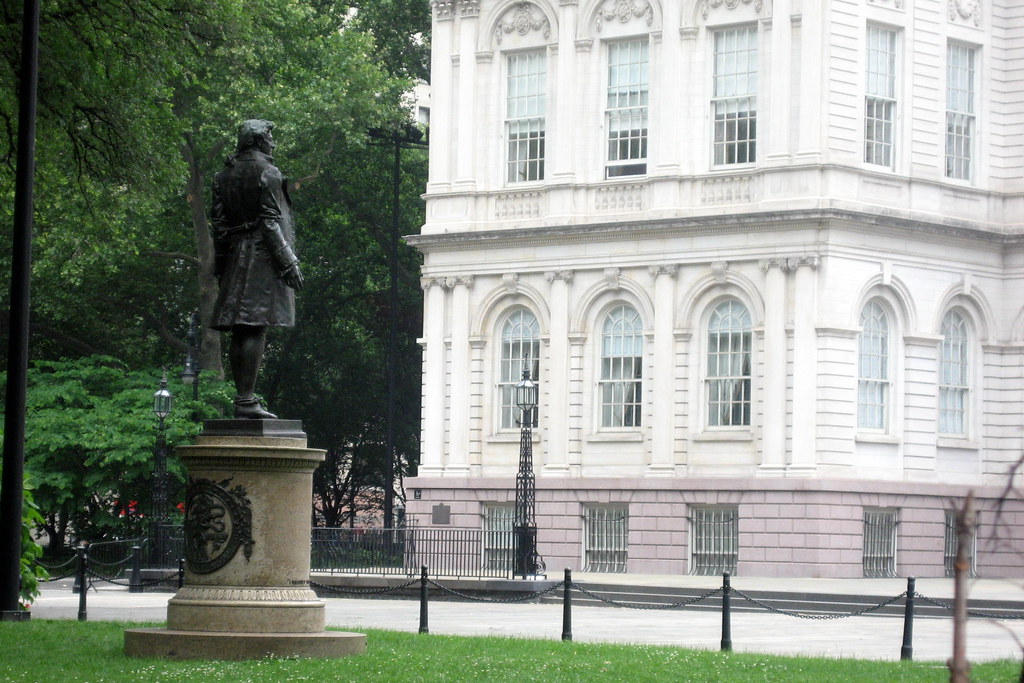 NYC Civic Center City Hall Park Nathan Hale statue a photo on