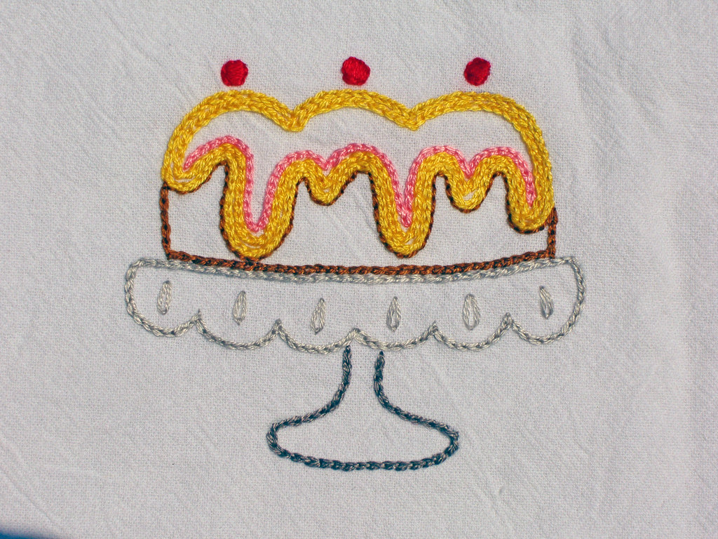 Bundt Cake embroidery Cake on my SIL's towel. Pattern from… Flickr