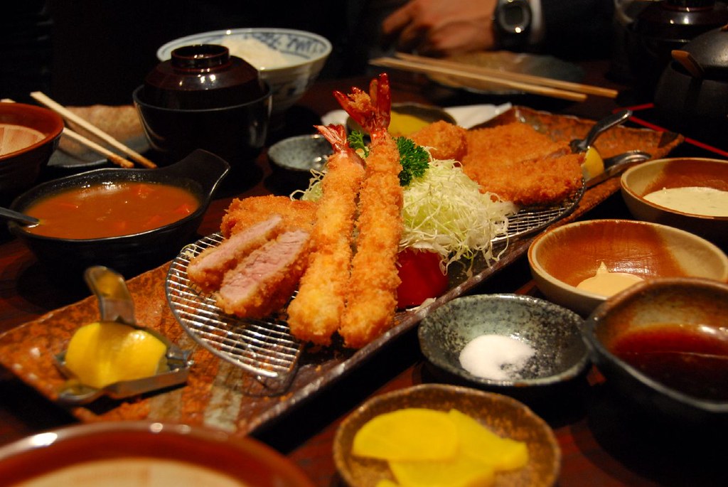 katsu set prawns, pork loin, pork chop and oysters Flickr