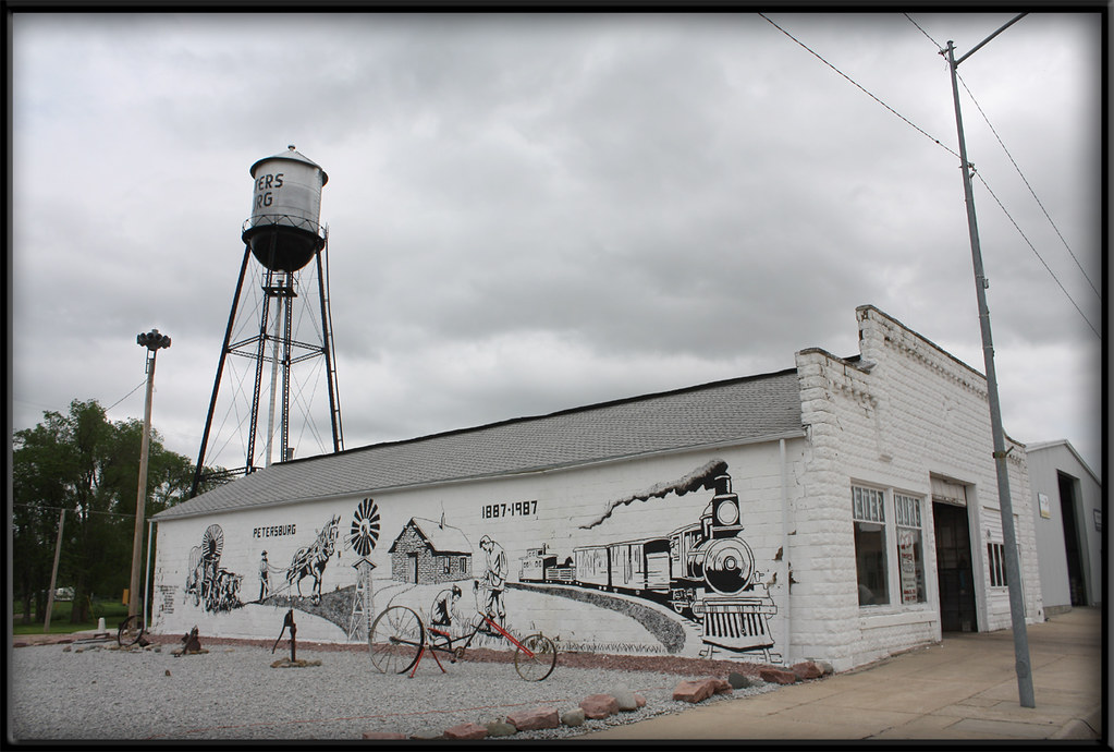 Petersburg, Nebraska Petersburg's Centennial mural. Insomnia Cured