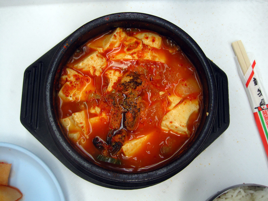 Stillboiling softtofu and seafood soup at Woori Jib Kore… Flickr