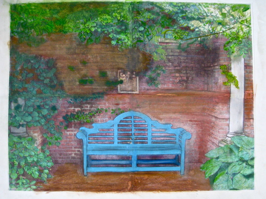 Garden Bench Photo to painting. Image transfer LARGE(16x20… Flickr