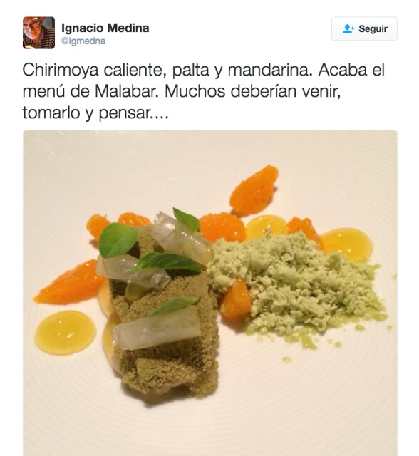 Food critic Ignacio Medina On chirimoya dessert Estefania Simon