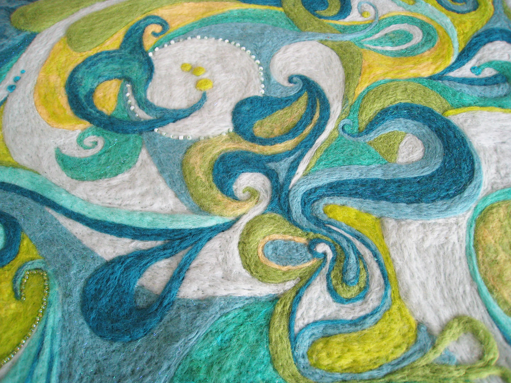 closeup needle felt quilt 30 x 30 Catherine Flickr
