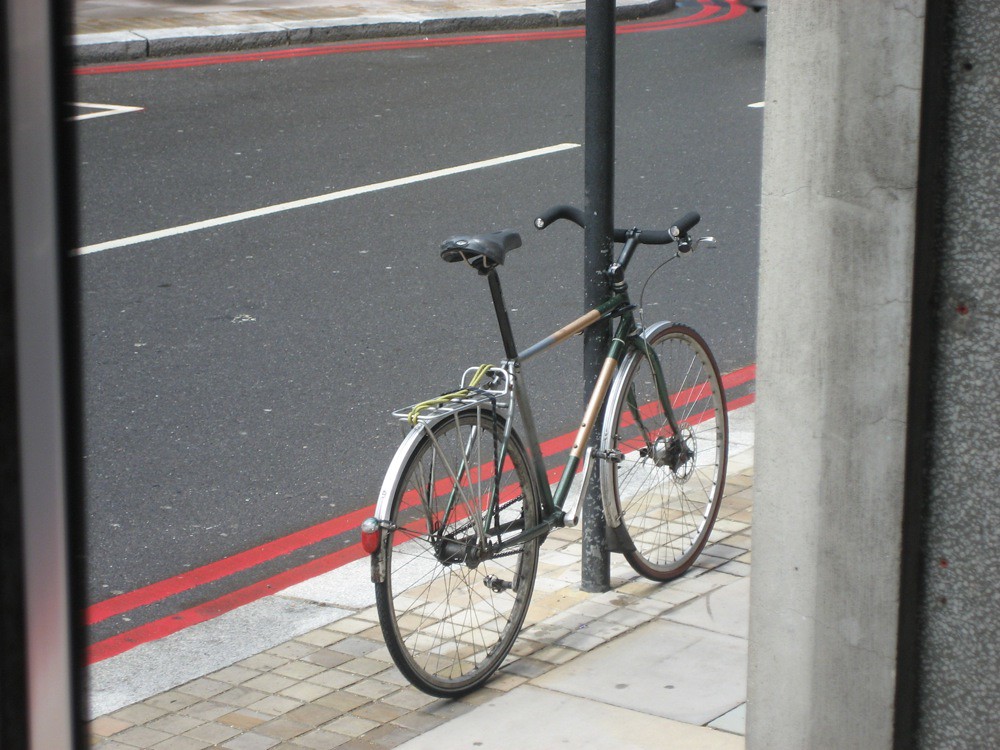 Bike in Curtain Road, EC2. Some where around the red bend?… Flickr